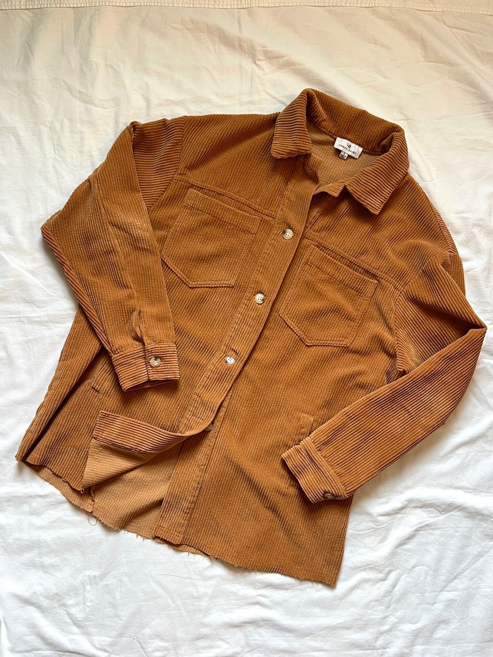 Urban Daizy Orange Brown Corduroy Button Up oversized Jacket